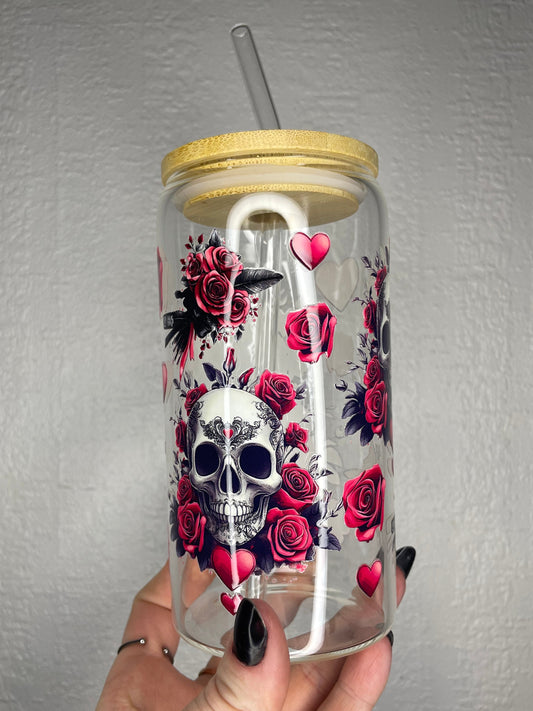 Verre skull roses