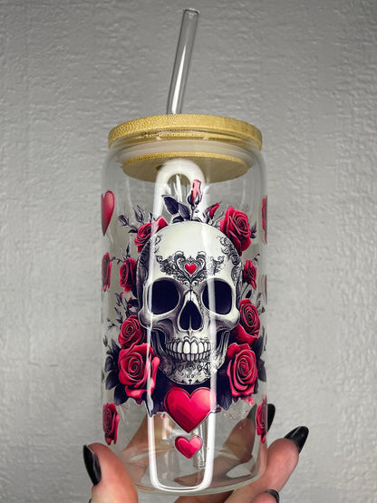 Verre skull roses