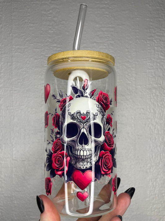 Verre skull roses
